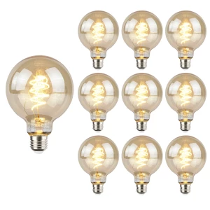 LED Filament Globe lamp amber - spiraal | 95mm | 4 Watt | Dimbaar | 2200K - Extra warm 10 stuks