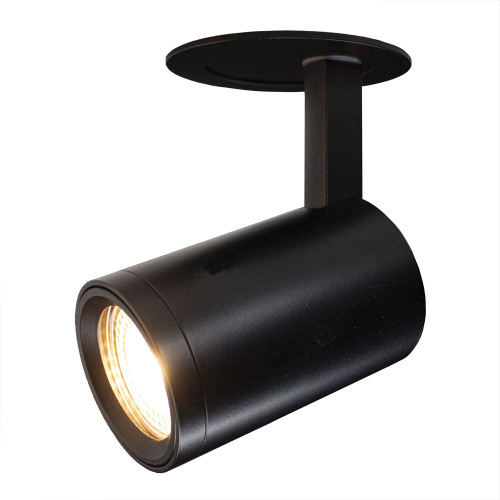 LED inbouw en opbouwspot zwart gu10 fitting - rond - 75 mm - zijaanzicht met spot aan