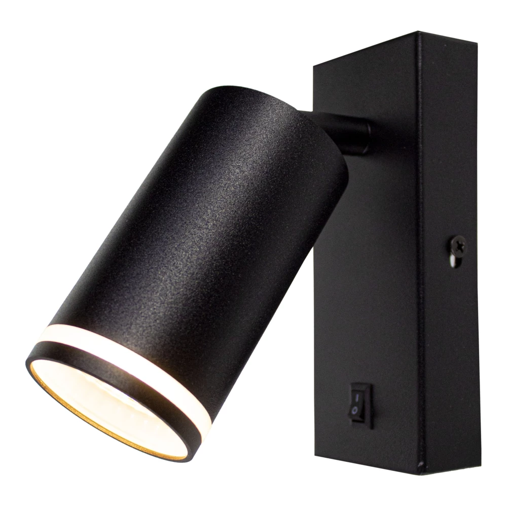 Initiatief Toestemming stimuleren LED Wandlamp - Bedlamp met schakelaar | Zwart met witte ring | GU10 fitting  | LedLoket