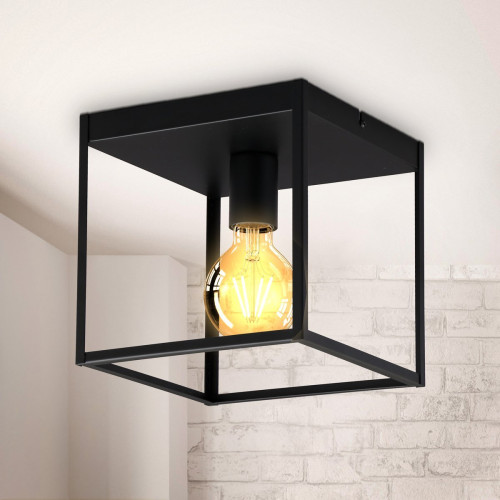 Industriële plafondlamp zwart | Incl. dimbare E27 lamp | Cage LedLoket