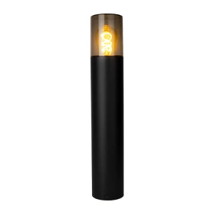 LED staande buitenlamp met e27 fitting waterdicht zwart - vooraanzicht