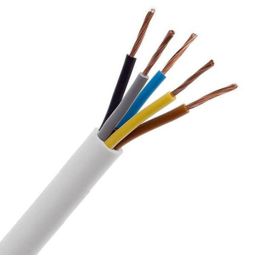 Flexibele H05VV-F Kabel, 5 x 1,5 mm² Aders, 100 meter, Wit