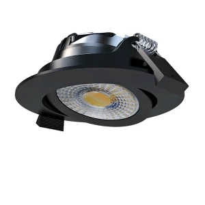 LED Inbouwspot MIRAN - 6 Watt - lage inbouwhoogte- Dimbaar - 68mm - kantelbaar - zwart - rond