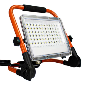 LED Bouwlamp - Floodlight op Frame | 50 Watt | Zwart / Oranje | Voor perspectief