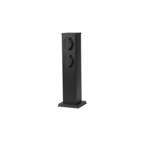 meesterwerk wimper Kakadu Buitenstopcontact paal met 4 zwarte stopcontacten | 40 cm | 230V