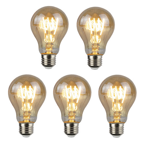 woede lamp Enzovoorts Bundel | 5 stuks | LED Filament Amber lamp | dimbaar | 4W | A60 | E27 -  2200K | LedLoket