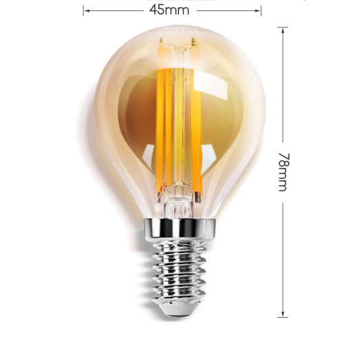 Filament Bol Lamp 4W | Goud Glas Dimbaar | E14 | 2700K | Ledloket