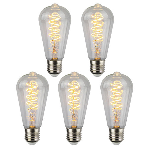 campus tekort Oswald Bundelpakket | LED Filament Edison lamp spiraal | 64mm | 4 Watt | Dimbaar |  2200K | 5 stuks | LedLoket