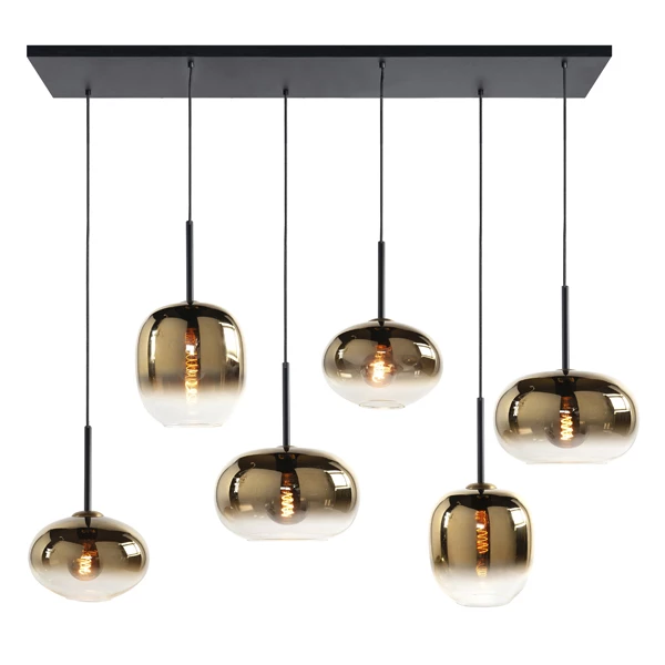 Hanglamp | Semi gouden glazen | Bellini | 6x E27 Kopen Ledloket