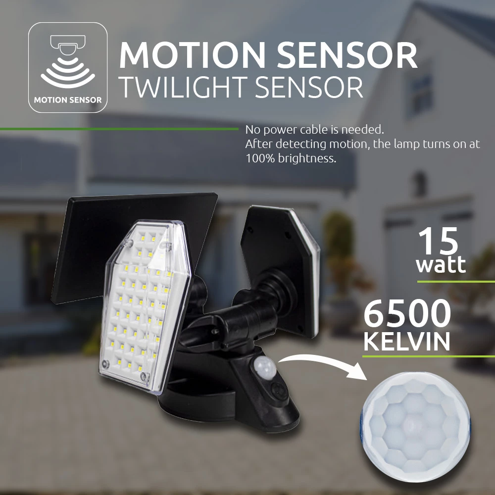 Beer Mondstuk serie LED Bouwlamp op Solar | Bewegingssensor | 15 Watt | 6500K - Daglicht wit |  LedLoket