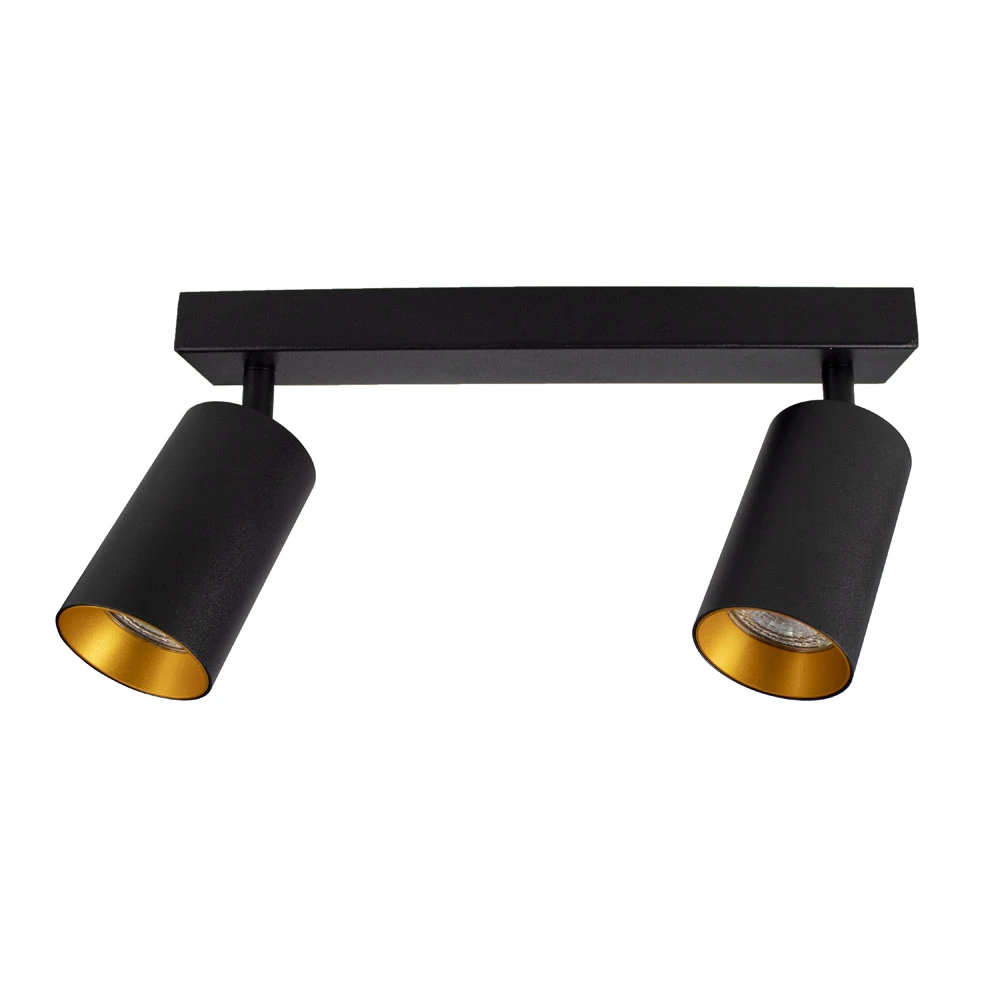 cilinder Vervoer domineren Moderne plafond spot dubbel | zwart/goud | Opbouw | 2x GU10 fitting |  LedLoket