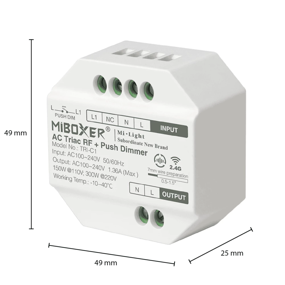 | dimmer Push dimmer | 300W | Fase afsnijding