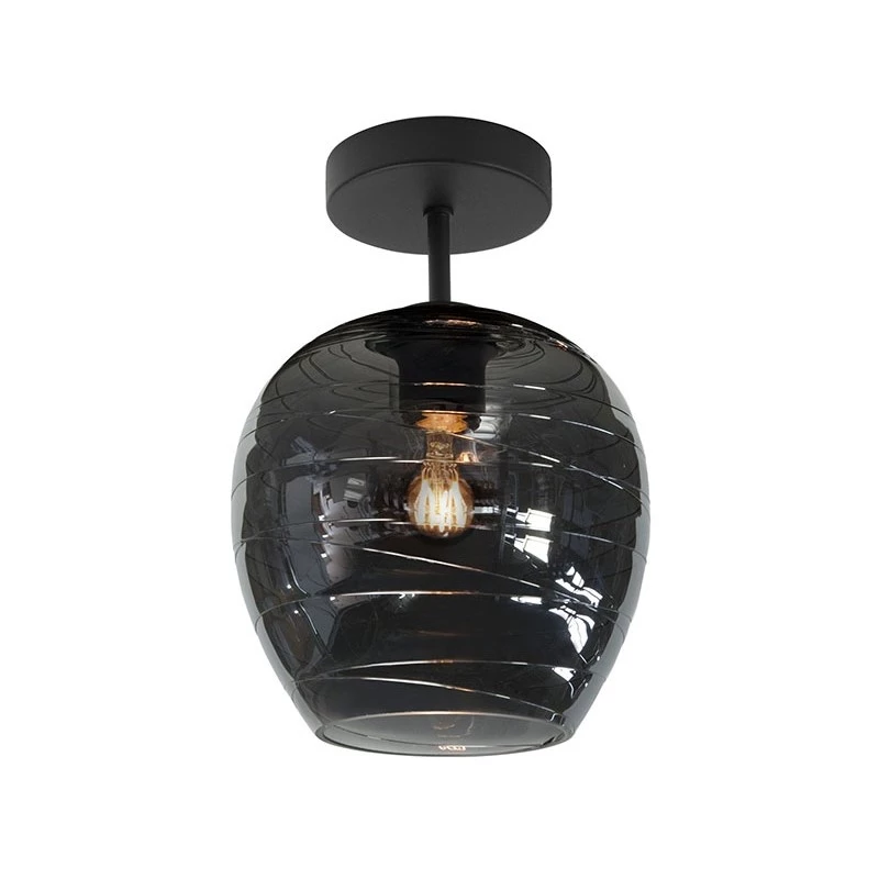 exegese kool textuur High light | Plafondlamp | 1 lichts | Smoked glas | Ø22cm | E27 fitting |  LedLoket