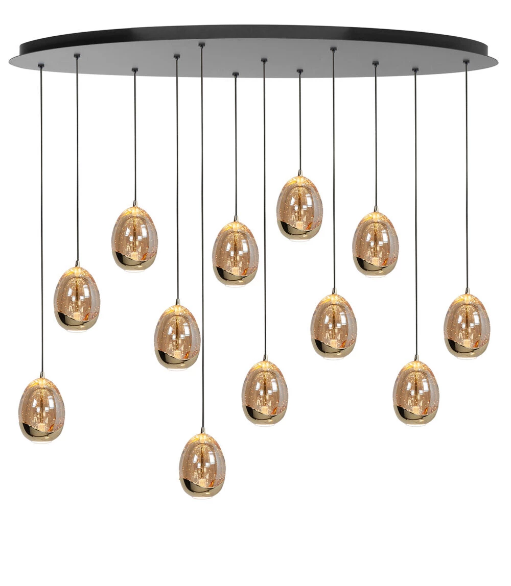 Spreek luid cijfer Avonturier Hanglamp amber glas | Golden Egg | Ø55cm | E27 - Ledloket